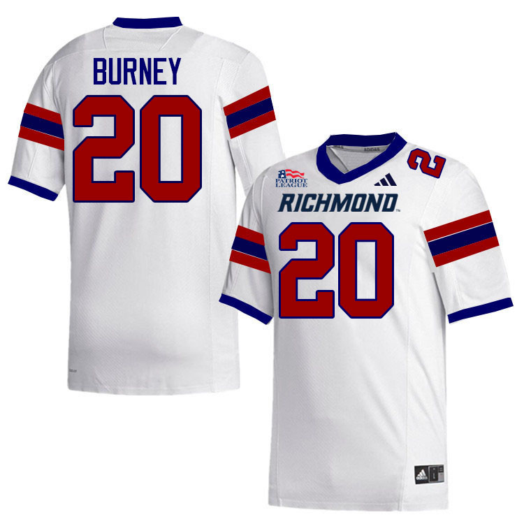 Richmond Spiders #20 Tayshaun Burney College Football Jerseys,Uniforms-White